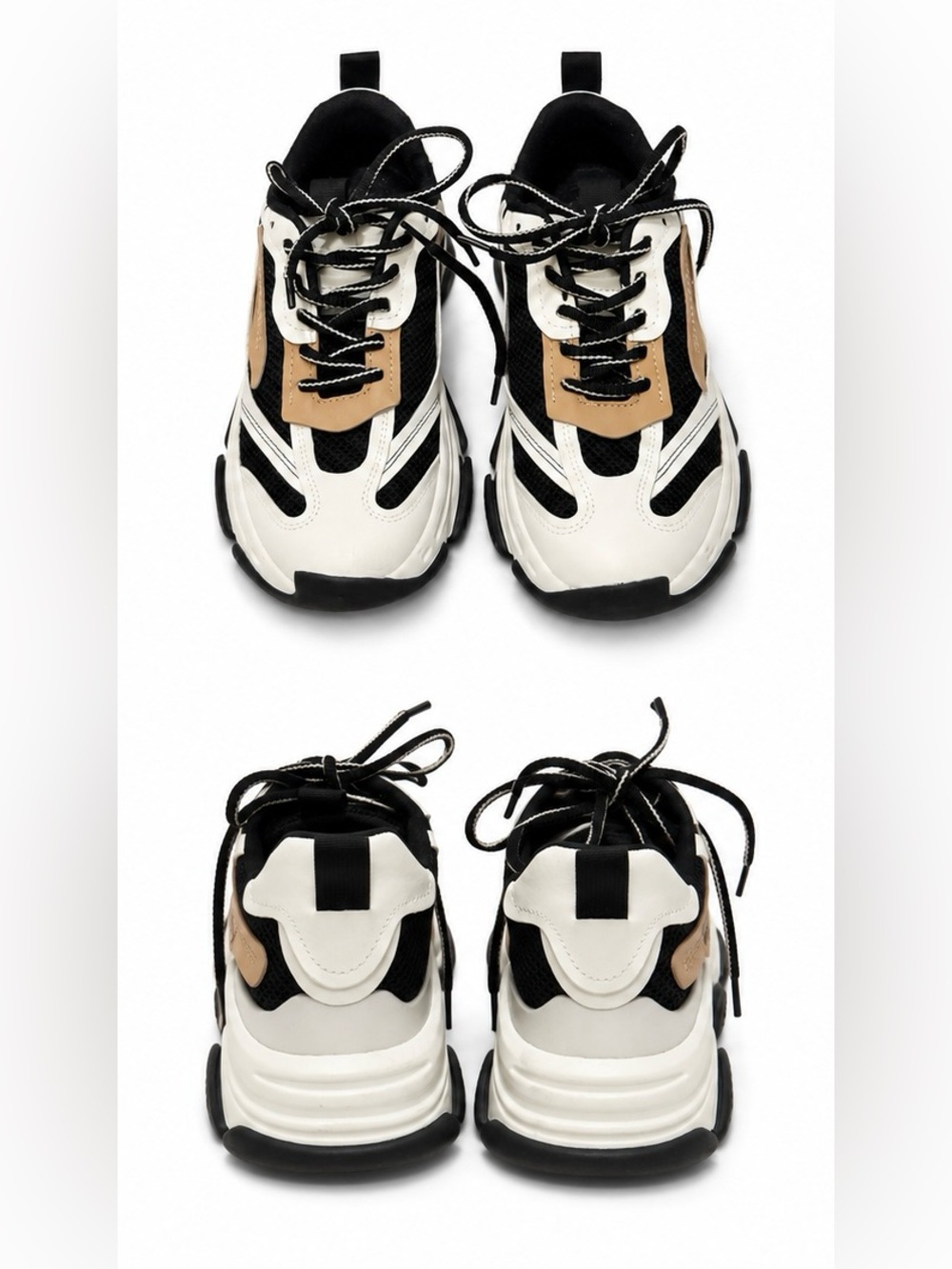 Steve Madden Possession Platform Sneakers Women’s Size 9 Black White Tan EUC - Picture 2 of 16